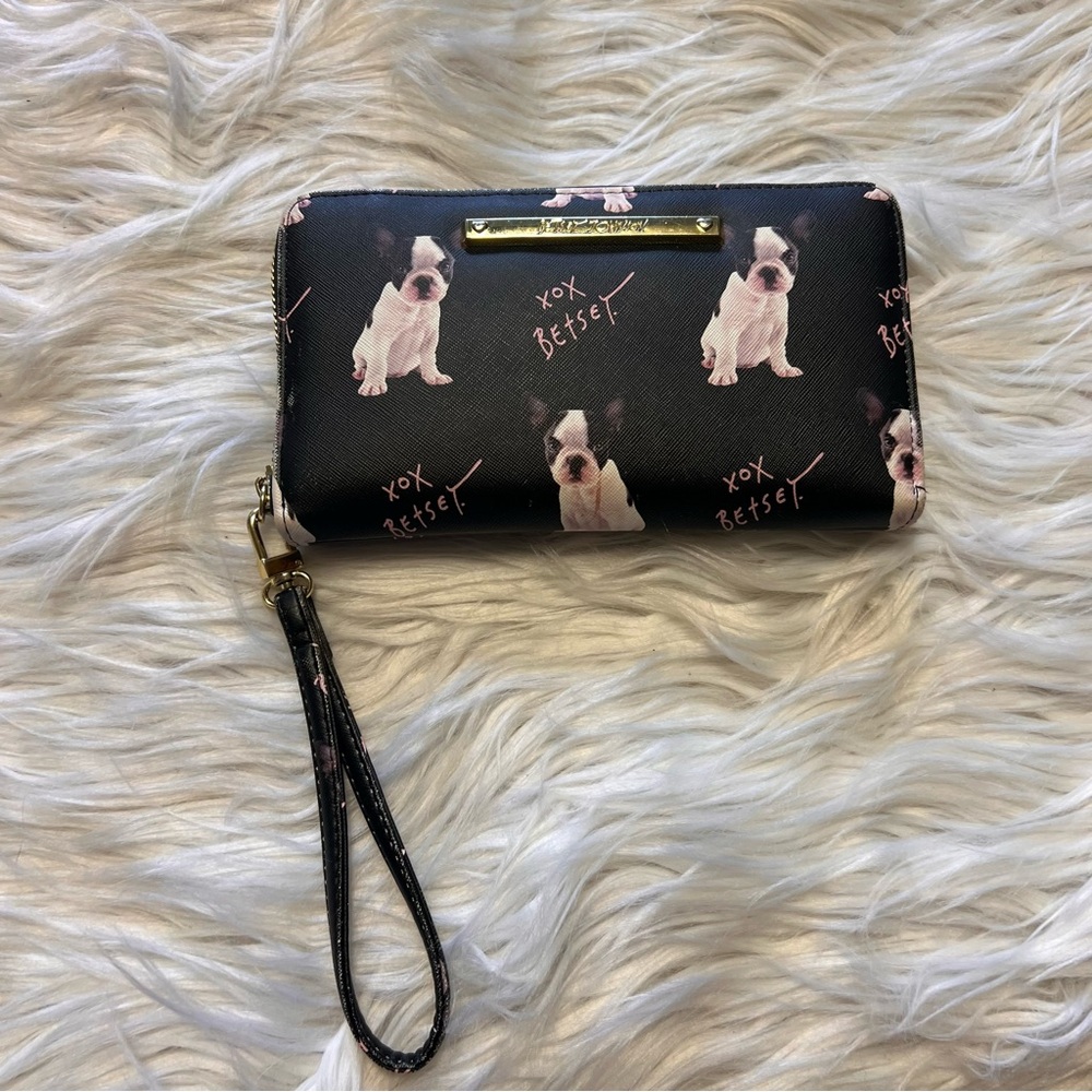 Betsey Johnson Black and Pink Wallet with Playful Design